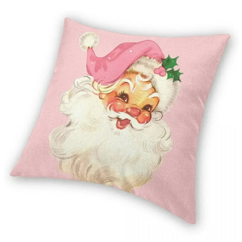Axyaa Vintage Santa Pink Christmas Cushion Cover