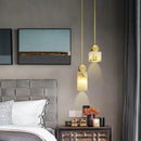 Axyaa Geometric Marble Pendant Light: Modern Minimalist Chandelier for Living Room