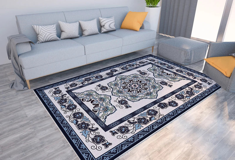 Axyaa Ethnic Pattern Print Carpet Bohemian Soft Floor Mat for Home Decor