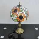 Axyaa Sunflower Stained Glass Tiffany Lamp with Brass Finish Metal Base