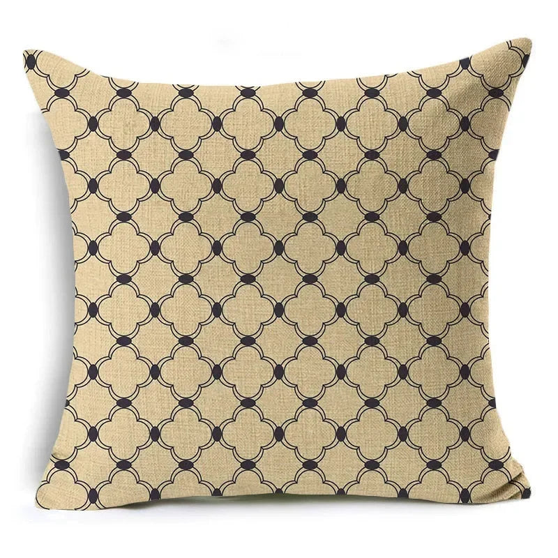 Axyaa Retro Geometry Linen Pillowcase - 45*45cm