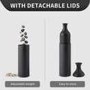 Axyaa Set of 3 Hammered Black Metal Floor Vases - Oversized Rustic Cylinder Design
