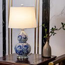 Axyaa Luxury Crystal Gourd Ceramic Table Lamp | High-End Embossed Bedroom Bedside Lamp