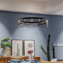 Axyaa Stratos Glass Circle LED Pendant Light: Luxury Ceiling Chandelier for Kitchen Island