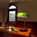 Axyaa Green Glass Table Lamp - Retro Iron Art LED Desk Light for Home and Office