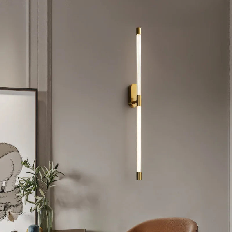 Axyaa Gold Geometric Lines Wall Lamp for Bedroom and Living Room Lighting