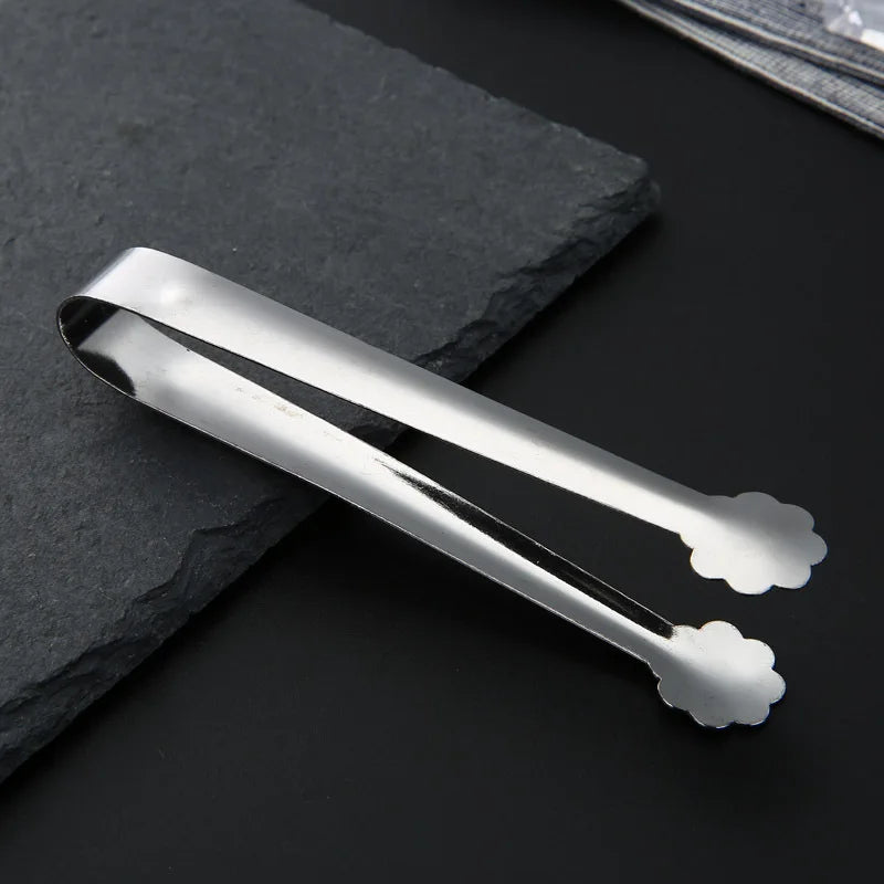 Axyaa Stainless Steel Food Tongs - Kitchen Cooking Utensil Twrer Clamp Silver Tweezer
