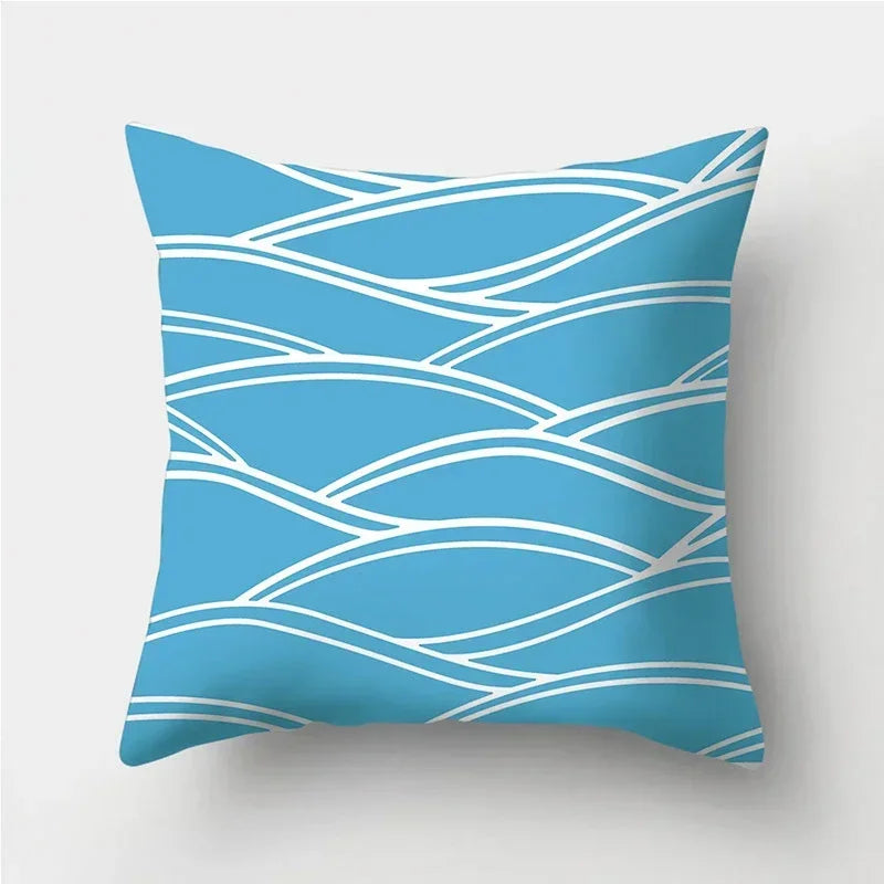 Axyaa Blue Geometric Pattern Cushion Cover for Living Room Sofa Decoration