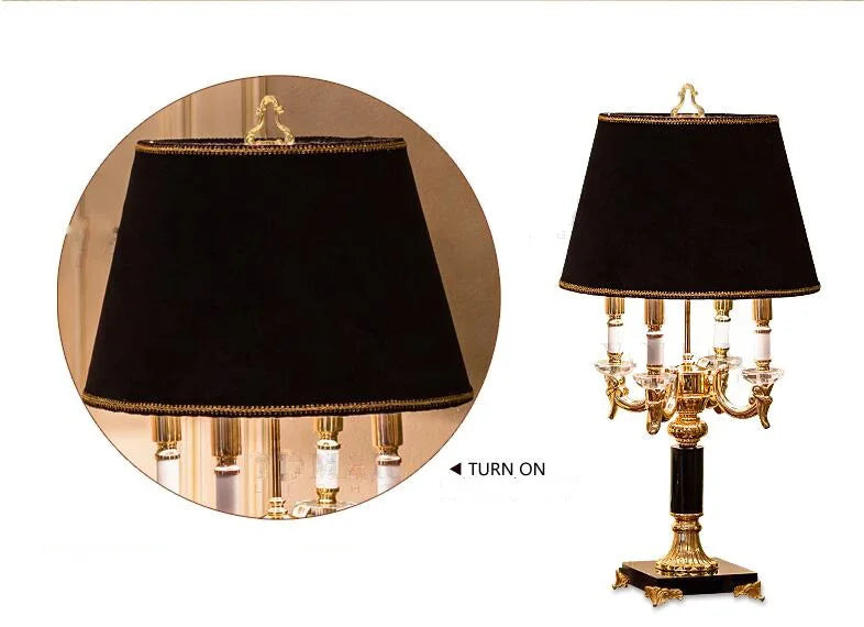 Axyaa Black Crystal Luxury Table Lamp - Modern Bedroom Decor