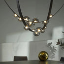 Axyaa Luxury Leather Dimmable Glass LED Chandelier for Home, Hotel, and Bar Settings