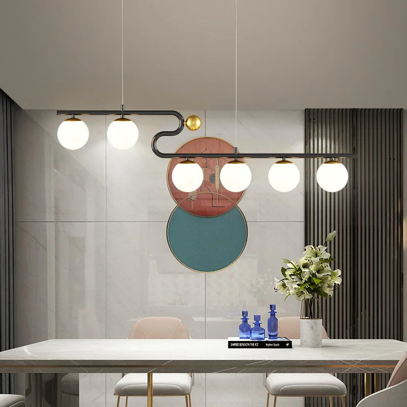 Axyaa White Glass Ball Pendant Lamp for Dining Living Bedroom - Modern Hanging Lighting