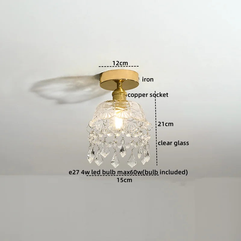 Axyaa Copper Glass LED Ceiling Light for Home Decor - Nordic Style Fixtures