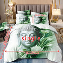 Axyaa Meditation Buddha Statues Pattern Duvet Cover Set