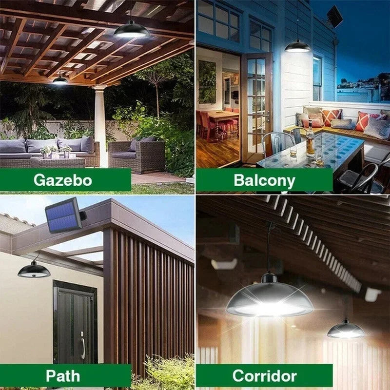 Axyaa Solar Outdoor Chandelier, Waterproof LED Pendant Light with Remote Control