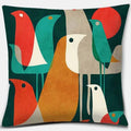 Geometric Mountains & Colorful Birds Pillow Covers by Axyaa