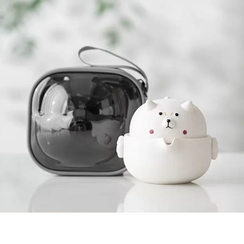 Axyaa 160ML Quick Cup Travel Tea Set with Storage Bag, Kung Fu Teapot Teacup