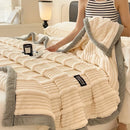 Axyaa Striped Faux Rabbit Fur Blanket - Soft, Thick, Machine Washable