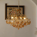 Axyaa Retro Crystal Chandelier Amber Pendant Light for Luxury Home Decor