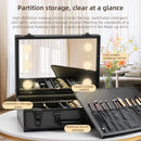 Axyaa Lighted Makeup Case with LED Mirror & Adjustable Divider - Waterproof Organizer