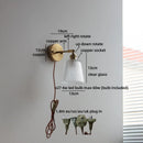 Axyaa Glass Flower LED Wall Lamp Vintage Brass Design for Living Room and Bathroom Mirror Lighting