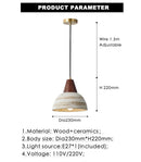 Axyaa Nordic Wood Chandelier Pendant Light Home Decor Modern Ceramic Lamp