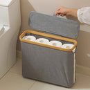 Axyaa Toilet Paper Storage Basket with Lid: Bathroom Organizer Stand Container