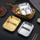 Axyaa Stainless Steel Divided Tray Dinner Plates for Food Service and Home Organization