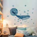 Axyaa Watercolor Whale Wall Decals | Ocean Medusa Animal Stickers | Under the Sea Nursery Decor