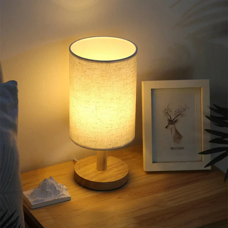 Axyaa Chinese Style LED Table Lamp Dimmable Night Light with Fabric Lampshade