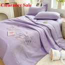 Axyaa Soft Cotton 3D Flower Embroidered Summer Quilt 4-Piece Set