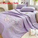 Axyaa Super Soft Embroidered Summer Quilt Set - Solid Color Cotton Bedding