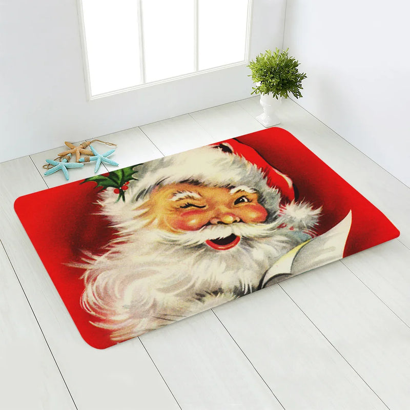 Santa Deer Welcome Mat by Axyaa: Festive Holiday Non-Slip Floor Decor