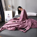 Axyaa Luxury Silk Quilt Queen Comforter Ultra-Soft Spring/Summer Satin Quilted High-End
