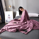 Axyaa Luxury Silk Quilt Queen Comforter Ultra-Soft Spring/Summer Satin Quilted High-End