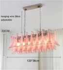 Axyaa Murano Glass Petal Shade Chandelier - White Pink Pendant Light