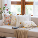 Axyaa Sweet Floral Embroidery Ruffled Edge Cushion Cover
