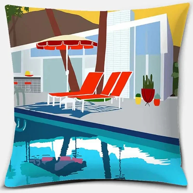 Axyaa Santorini Series Pattern Pillowcase Square Cushion Cover Home Sofa Decor
