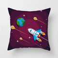 Axyaa Cartoon Astronaut Rocket Spaceship Sofa Pillowcase Space Theme Cushion Cover