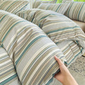 Axyaa Stripe Bedding Set: Single Full Queen King Size Duvet Cover with Pillowcases