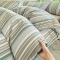 Axyaa Stripe Bedding Set with Pillowcases, Full/Queen/King Size Duvet Cover Set