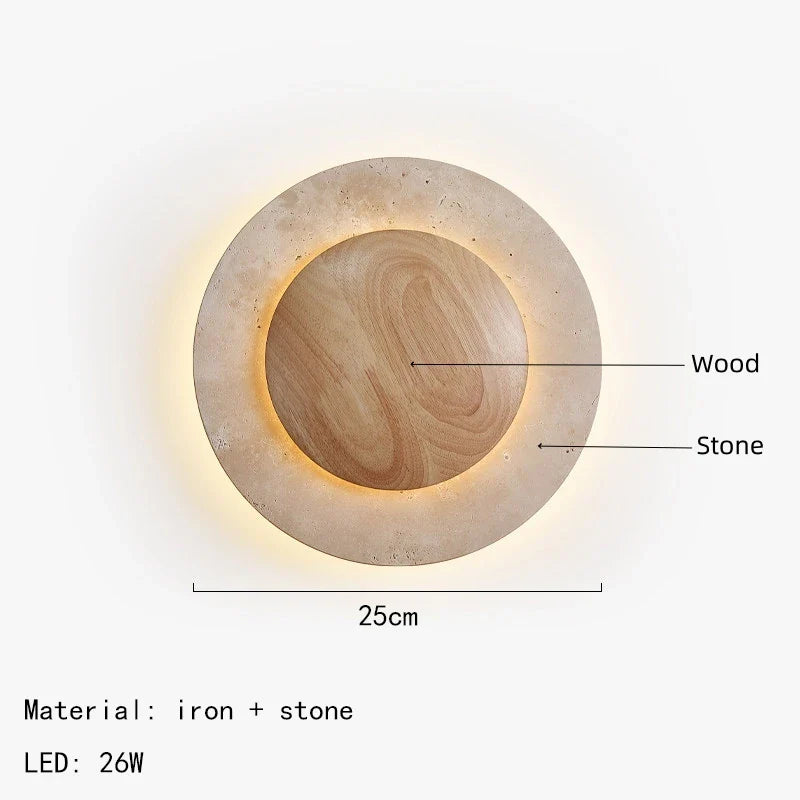 Axyaa Round Stone LED Wall Light for Hotel Living Room Sconce