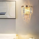 Axyaa Luxury Gold Smoky Gray Crystal Wall Sconce - Modern LED Bedside Light