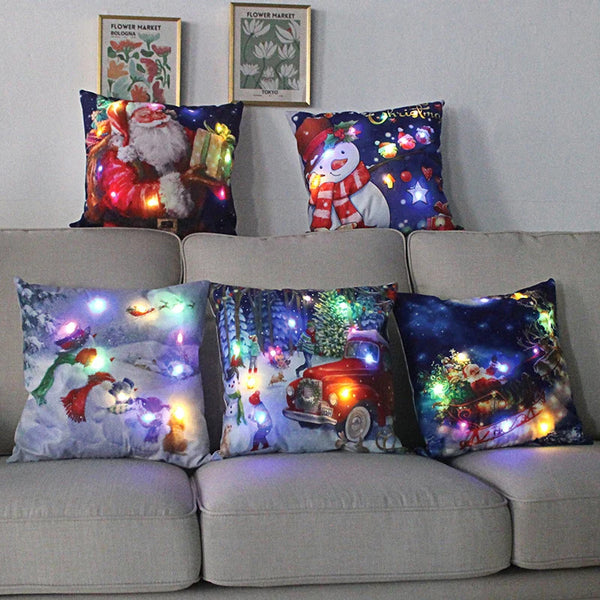 Axyaa LED Christmas Pillow Cover for Festive Holiday Decor