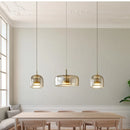 Axyaa Ash Grey Glass Pendant Light LED Chandelier, Modern Nordic Design for Living Room.