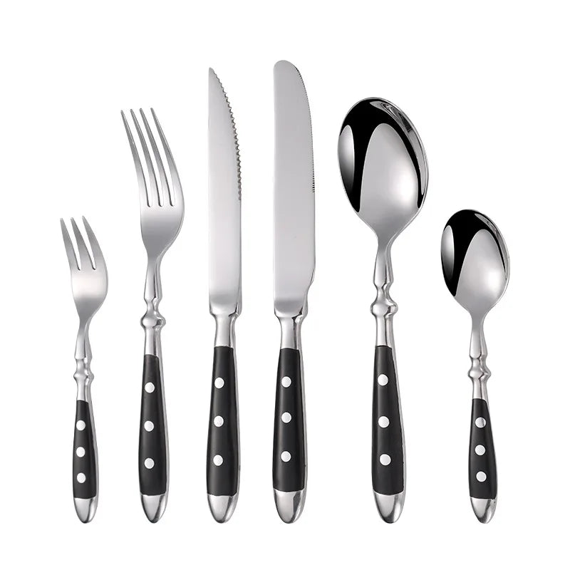 Axyaa Stainless Steel Dining Cutlery Set with Wooden Handles