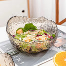 Axyaa Brown Hammer Patterned Glass Salad Bowl Large Fruit Plate