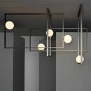 Axyaa Mondrian Glass Rectangular Chandelier for Villa Living Room Hotel Shop