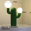 Axyaa Creative Cactus Table Lamp, French Cream Resin Night Light for Living Room