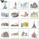 Axyaa World Buildings Printed Cushion Covers