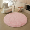Axyaa Kids Bedroom Plush Rug: Circular White Fluffy Carpet for Nursery & Play Mat